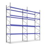 Rayonnages &agrave; palettes en kit complet Bito l 14300 x p 1100 x H 5000 montants galvanis