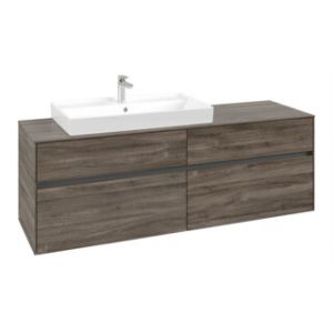 V&B Collaro Meuble sous lavabo 160x54,8x50 cm, vasque &agrave; gauche, ch&ecirc;ne pierre