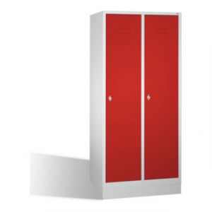 Armoire C+P Classic sur socle, 2 compartiments, H1800xL810xP500mm face avant rouge rubis caisson gris clair