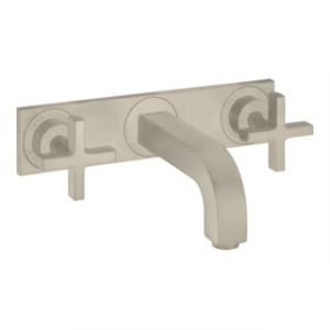 hansgrohe Axor Citterio Set de montage pr&ecirc;t &agrave; poser Robinet lavabo encastr&eacute; 3 trous, avec poign&eacute;es croisillon, nickel bross&eacute;