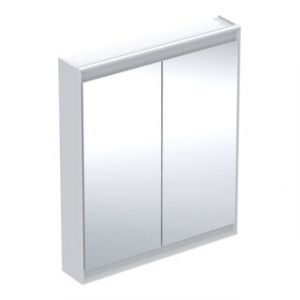 Geberit Armoire miroir One 75x90x15 cm, blanc laqu&eacute;, avec ComfortLight, 2 portes.