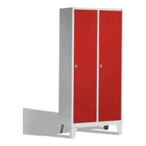 Armoire C+P Classic sur pieds, 2 compartiments, H1850xL810xP500mm face avant rouge rubis caisson gris clair