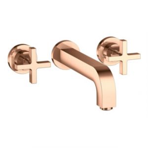 hansgrohe Axor Citterio Set de montage complet Robinet lavabo encastr&eacute; 3 trous, avec poign&eacute;es croisillon, poli or rouge