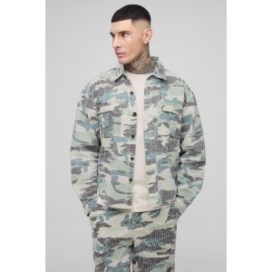 Tall - Surchemise cargo en jean à imprimé camouflage homme - kaki - XXL, kaki