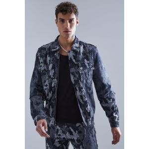 Veste en jean à imprimé camouflage homme - noir - XL, noir