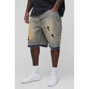 Grande taille - Short en jean à bords bruts homme - gris - 42, gris