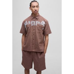 Ensemble oversize à carreaux et short homme - brun - S, brun