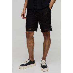 Short ouvert à carreaux et taille élastiquée homme - noir - XL, noir