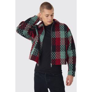 Veste Harrington oversize à carreaux homme - rouge - XL, rouge