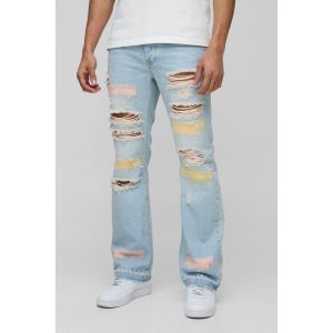 Jean flare slim déchiré et réparé homme - bleu - 30R, bleu