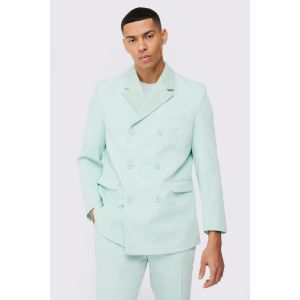 Blazer croisé à détails en dentelle homme - vert - 38, vert