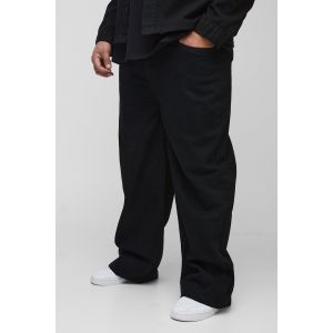 Grande taille - Jean large à détails pincés homme - noir - 42, noir