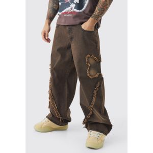 Jean baggy en denim à écusson papillon homme - marron - 32R, marron