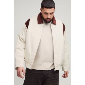 Grande taille - Veste matelassée en velours côtelé homme - ecru - XXXXXL, ecru