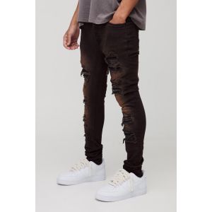 Jean super skinny déchiré et réparé homme - marron - 32R, marron