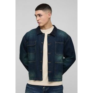 Veste oversize délavée en velours côtelé homme - bleu - M, bleu