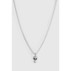 Collier à pendentif crâne strassé homme - argent - ONE SIZE, argent