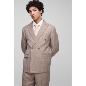 Blazer de costume oversize croisé homme - marron - XS, marron
