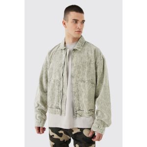 Tall - Veste oversize délavée en velours côtelé homme - vert - S, vert