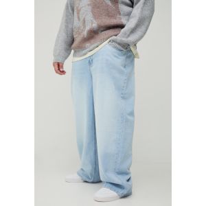 Grande taille - Jean large à détails pincés homme - light wash - 46, light wash