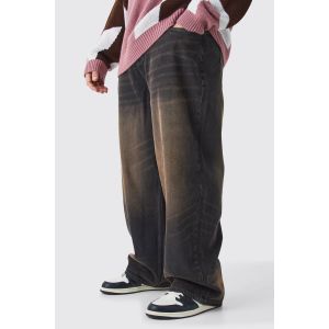 Grande taille - Jean baggy délavé homme - marron - 42, marron