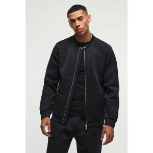 Bomber droit fleuri homme - noir - M, noir