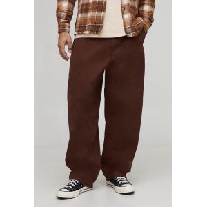 Pantalon bouffant en twill à détails pincés homme - marron - 36, marron