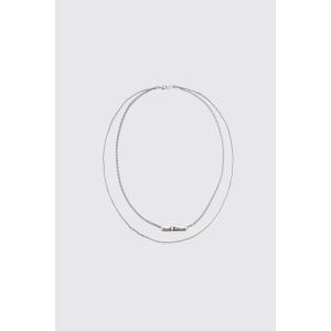 Collier à rangs superposés et pendentif crâne homme - argent - ONE SIZE, argent