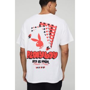 White Oversized Playboy License Printed T-Shirt homme - blanc - S, blanc