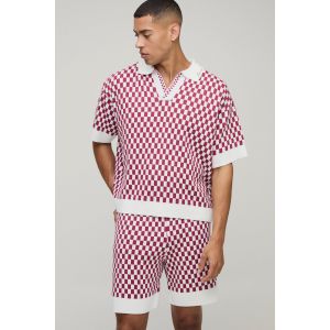 Ensemble oversize à carreaux avec polo et short - MAN homme - rose - S, rose