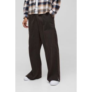 Jogging large en jean à broderie homme - marron - S, marron