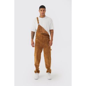 Salopette délavée en velours côtelé homme - brun - XL, brun