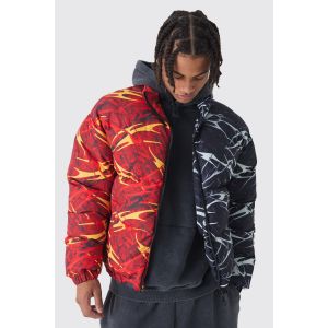 Doudoune à col cheminée imprimée homme - rouge - M, rouge
