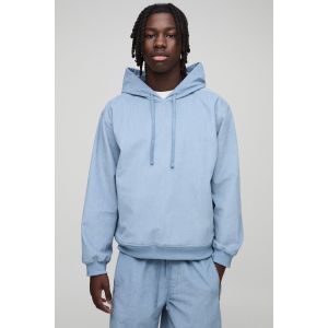 Sweat à capuche oversize en velours côtelé homme - bleu - L, bleu