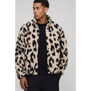 Veste zippée en polaire à imprimé léopard homme - leopard - M, leopard