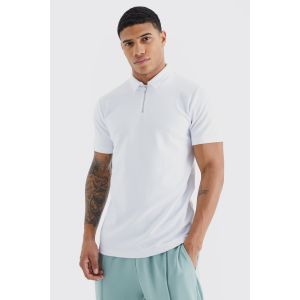 Polo cintré zippé à manches courtes homme - blanc - L, blanc