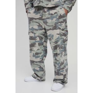 Grande taille - Jean cargo large à imprimé camouflage homme - kaki - 38, kaki