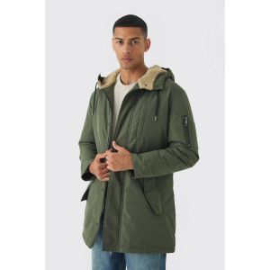 Parka oversize à capuche en polaire homme - kaki - S, kaki