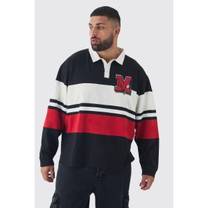 Grande taille - Polo oversize à écusson moto homme - noir - XXXL, noir