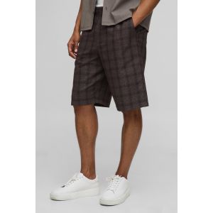 Short long à carreaux homme - marron - M, marron