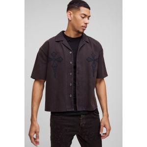 Chemise oversize délavée à écusson croisé homme - gris - S, gris