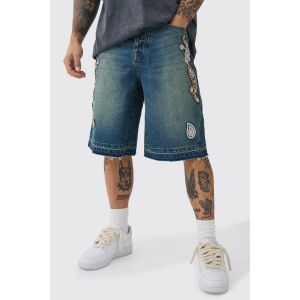 Jogging en jean délavé à écusson cachemire homme - gris - 28, gris