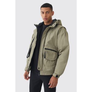 Parka technique à capuche en kaki homme - S, kaki