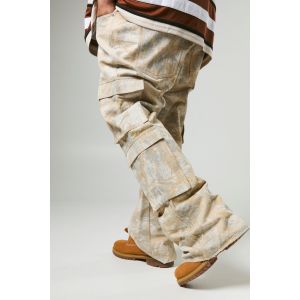 Grande taille - Jean flare cargo à imprimé camouflage homme - pierre - 44, pierre