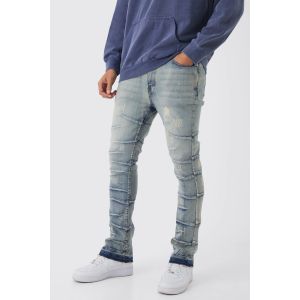 Jean flare skinny délavé à détails pincés homme - bleu - 30R, bleu