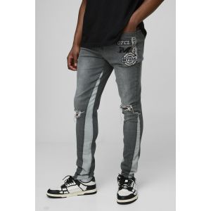 Jean déchiré à écusson moto homme - gris - 30R, gris