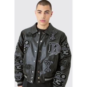 Veste universitaire ample à écusson homme - noir - L, noir