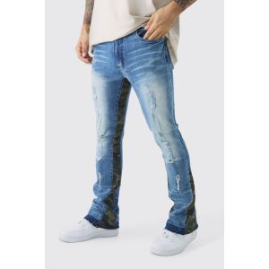 Jean flare déchiré à imprimé camouflage homme - bleu - 34R, bleu