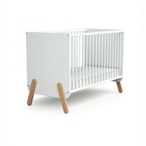 WEBABY - Lit b&eacute;b&eacute; en bois PIRATE Blanc et H&ecirc;tre 60 x 120 cm