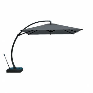 Parasol excentr&eacute; avec base PVC ASTRAL CL 3x3m  Poteau:alu,78X53X1.6mm  8 baleines , 14X24 an aluminium rev&ecirc;tement en poudre  GRIS  Toile polyester 22